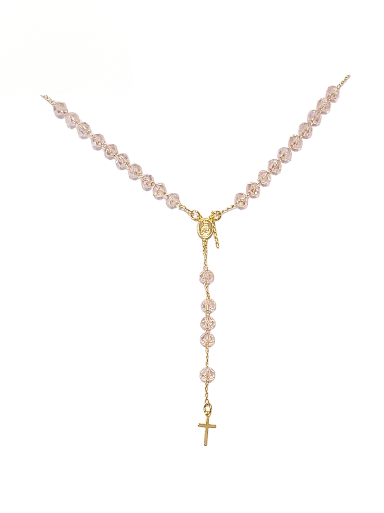 Terço de Cristal de Vidro Rosa-TerraCotta Arte Sacra