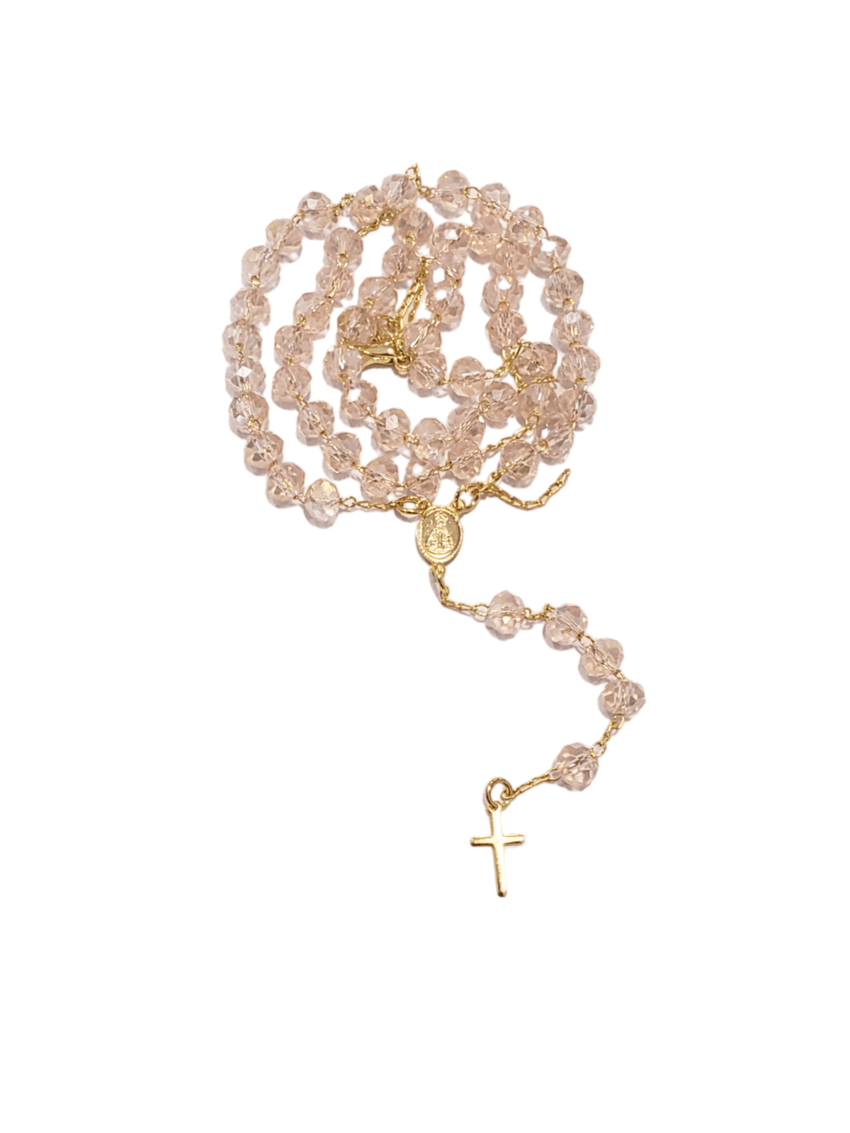 Terço de Cristal de Vidro Rosa-TerraCotta Arte Sacra