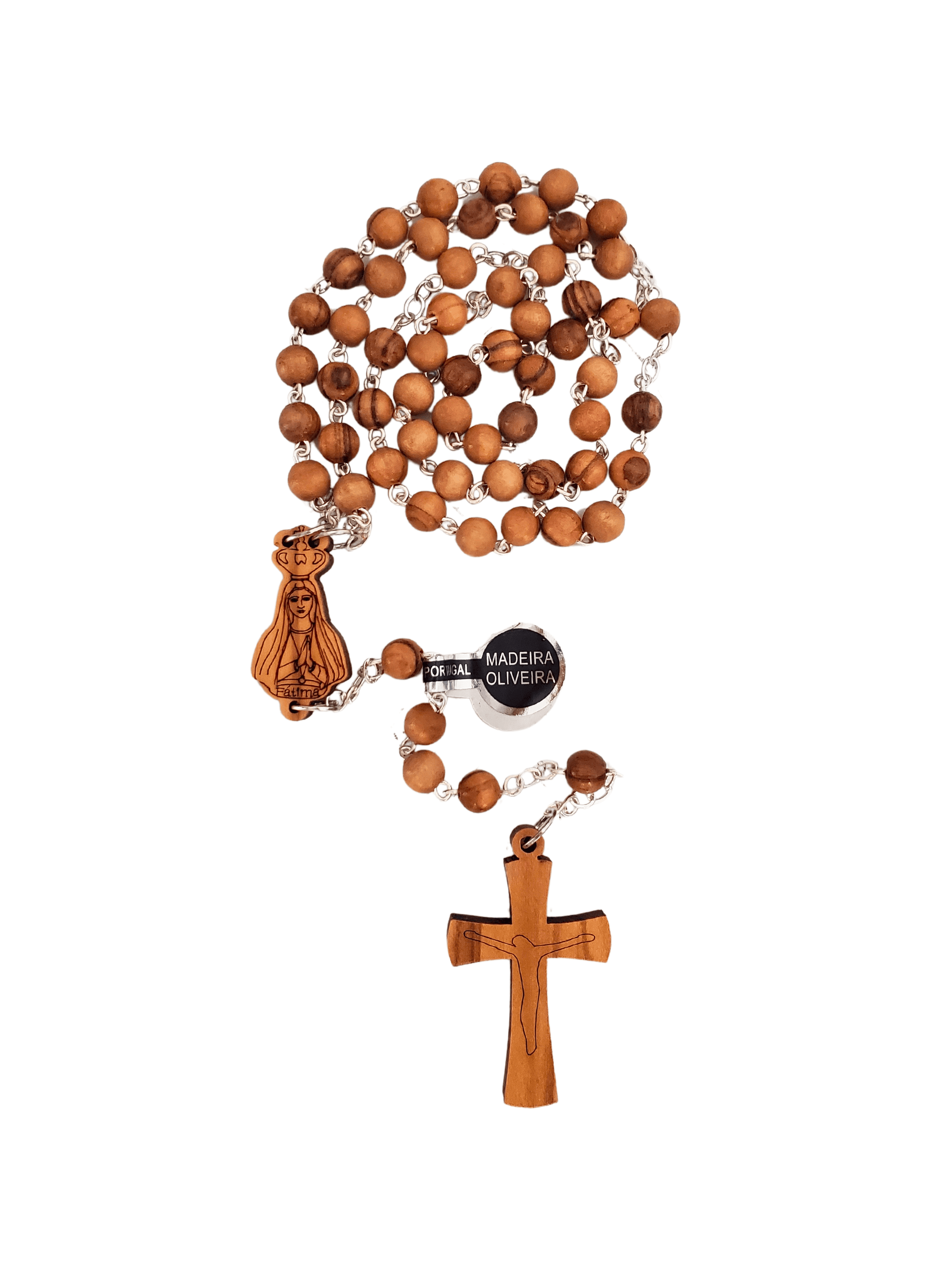Terço de Madeira de Oliveira Feito em Fátima Portugal 6mm-TerraCotta Arte Sacra