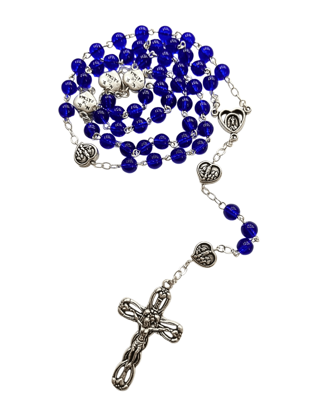 Terço de Murano Azul de Nossa Senhora de Fátima Feito em Portugal-TerraCotta Arte Sacra