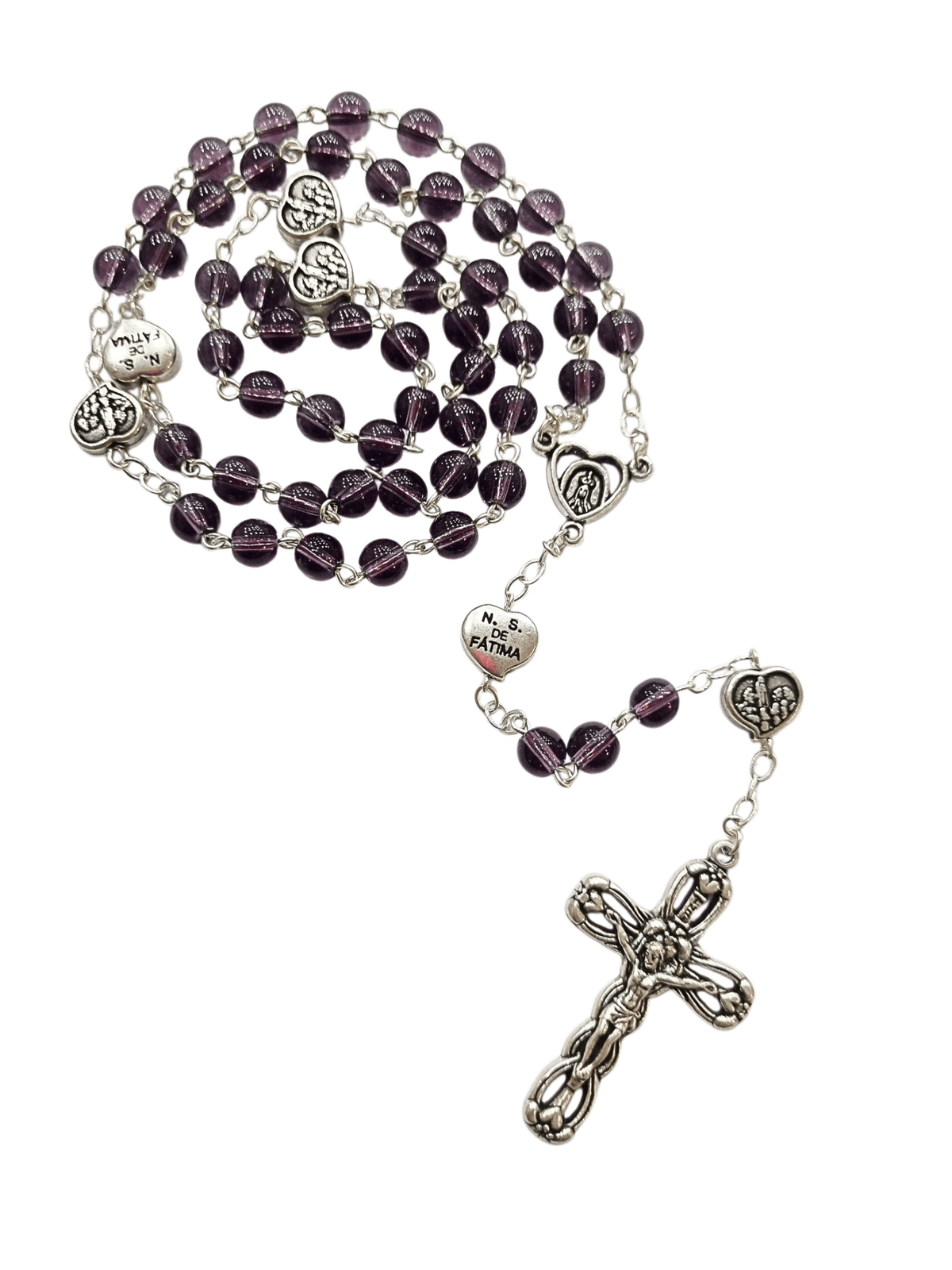 Terço de Murano Roxo de Nossa Senhora de Fátima Feito em Portugal-TerraCotta Arte Sacra