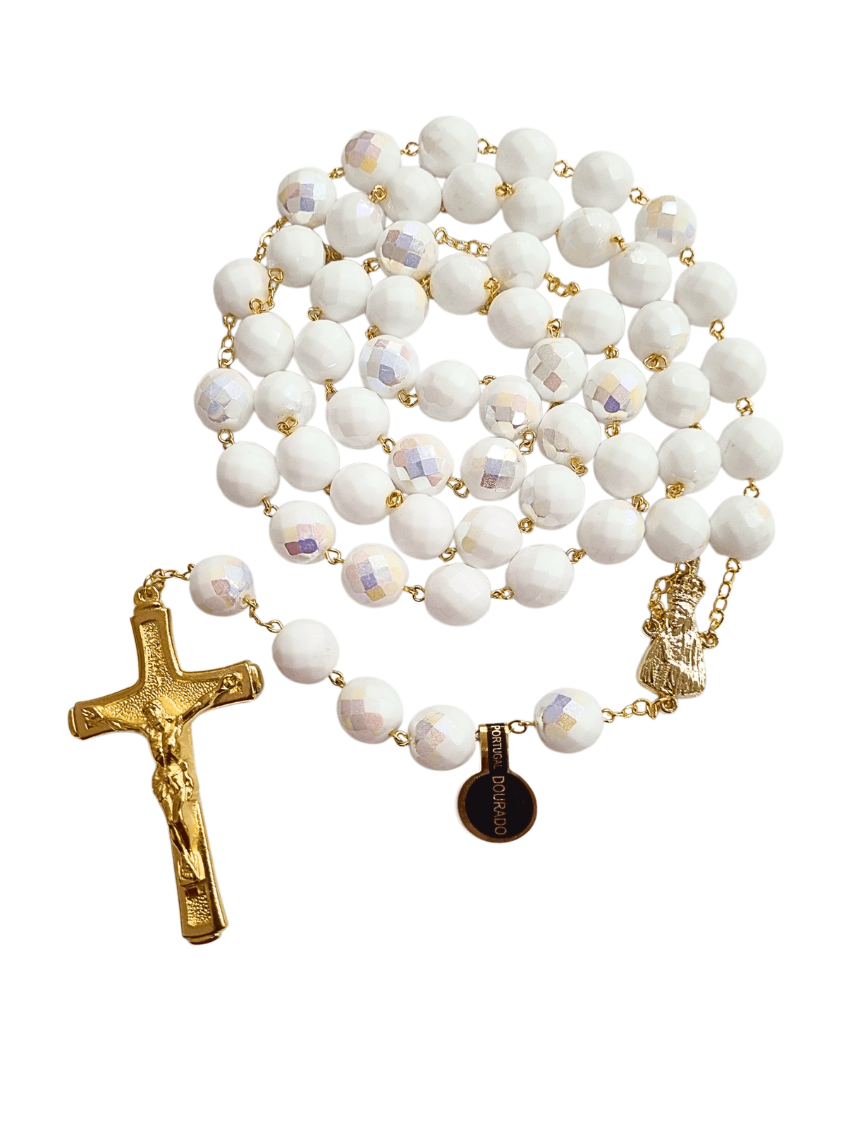 Terço de Noiva Cristal Nobre Branco 12 mm Feito em Portugal-TerraCotta Arte Sacra