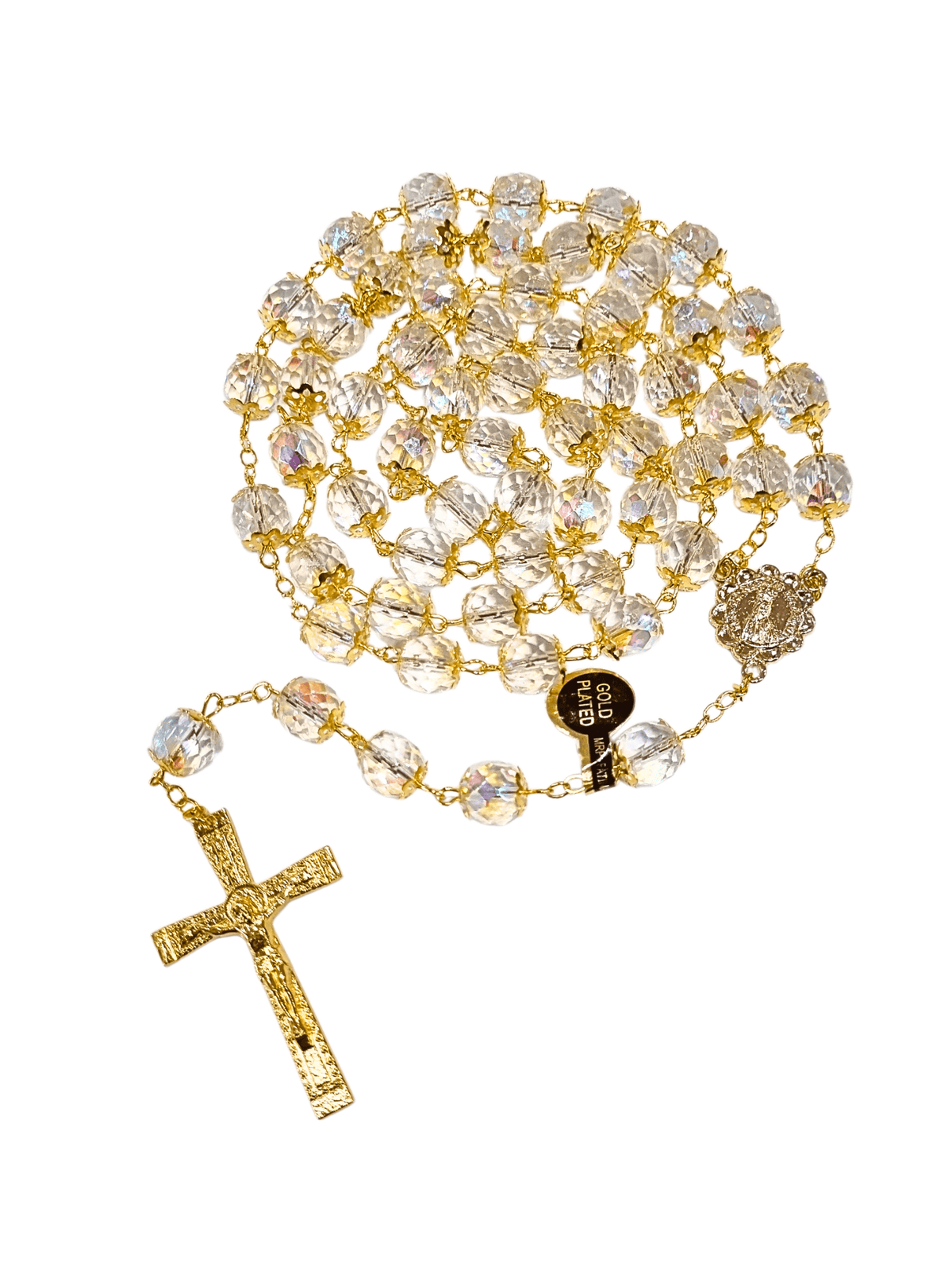 Terço de Noiva Cristal Nobre Transparente com Tulipas 12 mm Feito em Portugal-TerraCotta Arte Sacra