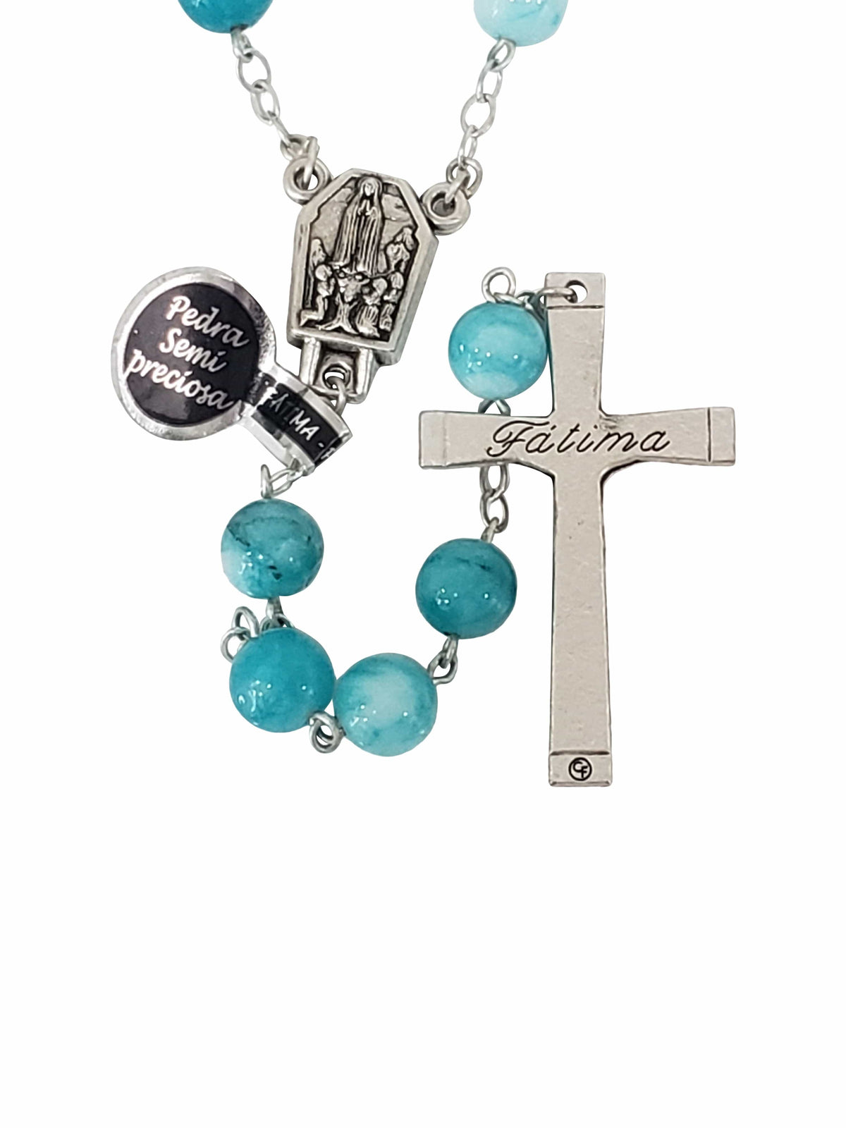 Terço de Pedra Natural Semi Preciosa Amazonite-TerraCotta Arte Sacra