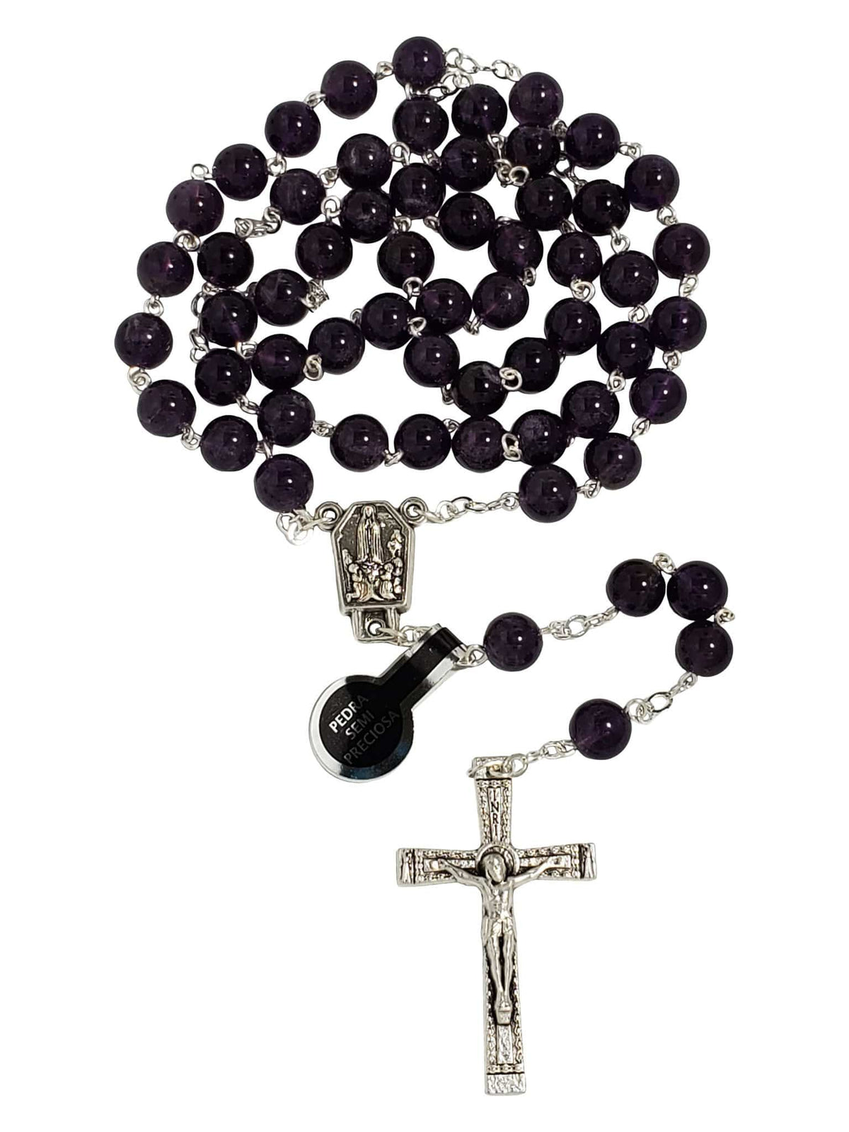 Terço de Pedra Natural Semi Preciosa Ametista-TerraCotta Arte Sacra