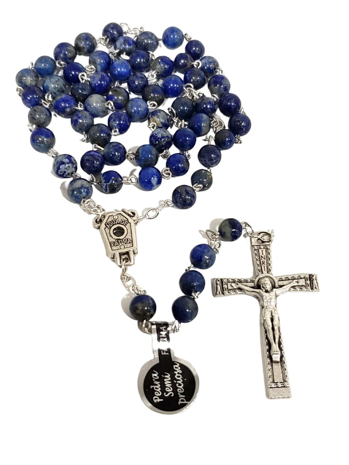 Terço de Pedra Natural Semi Preciosa Lápis Lazuli-TerraCotta Arte Sacra