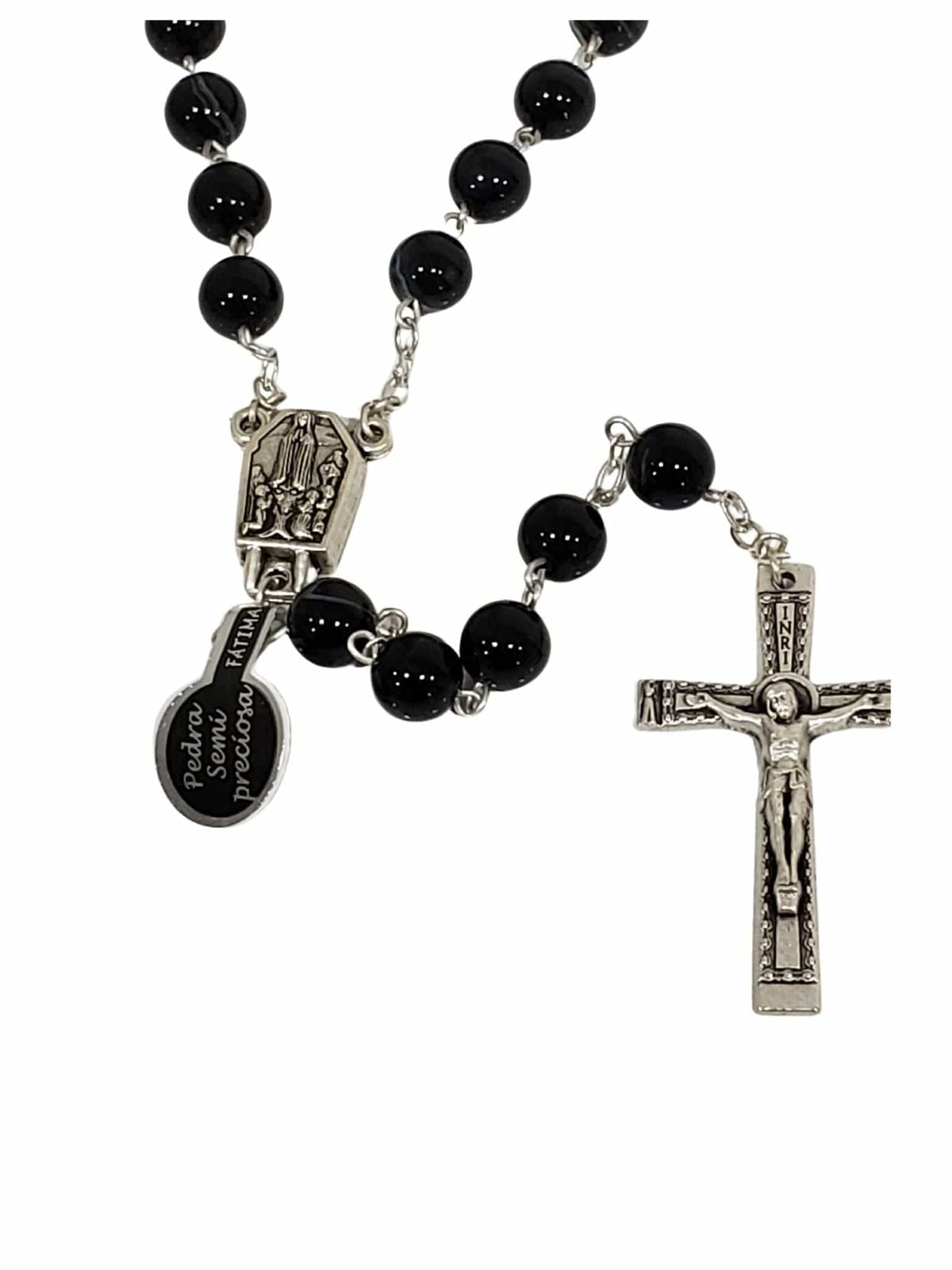 Terço de Pedra Natural Semi Preciosa Onix-TerraCotta Arte Sacra