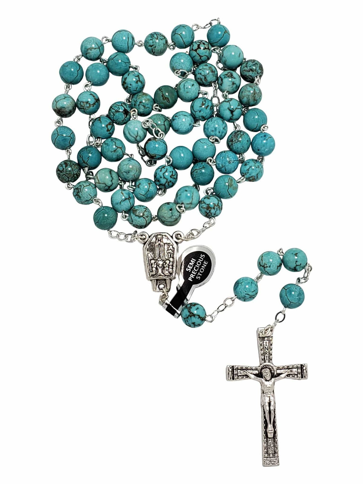 Terço de Pedra Natural Turquesa-TerraCotta Arte Sacra