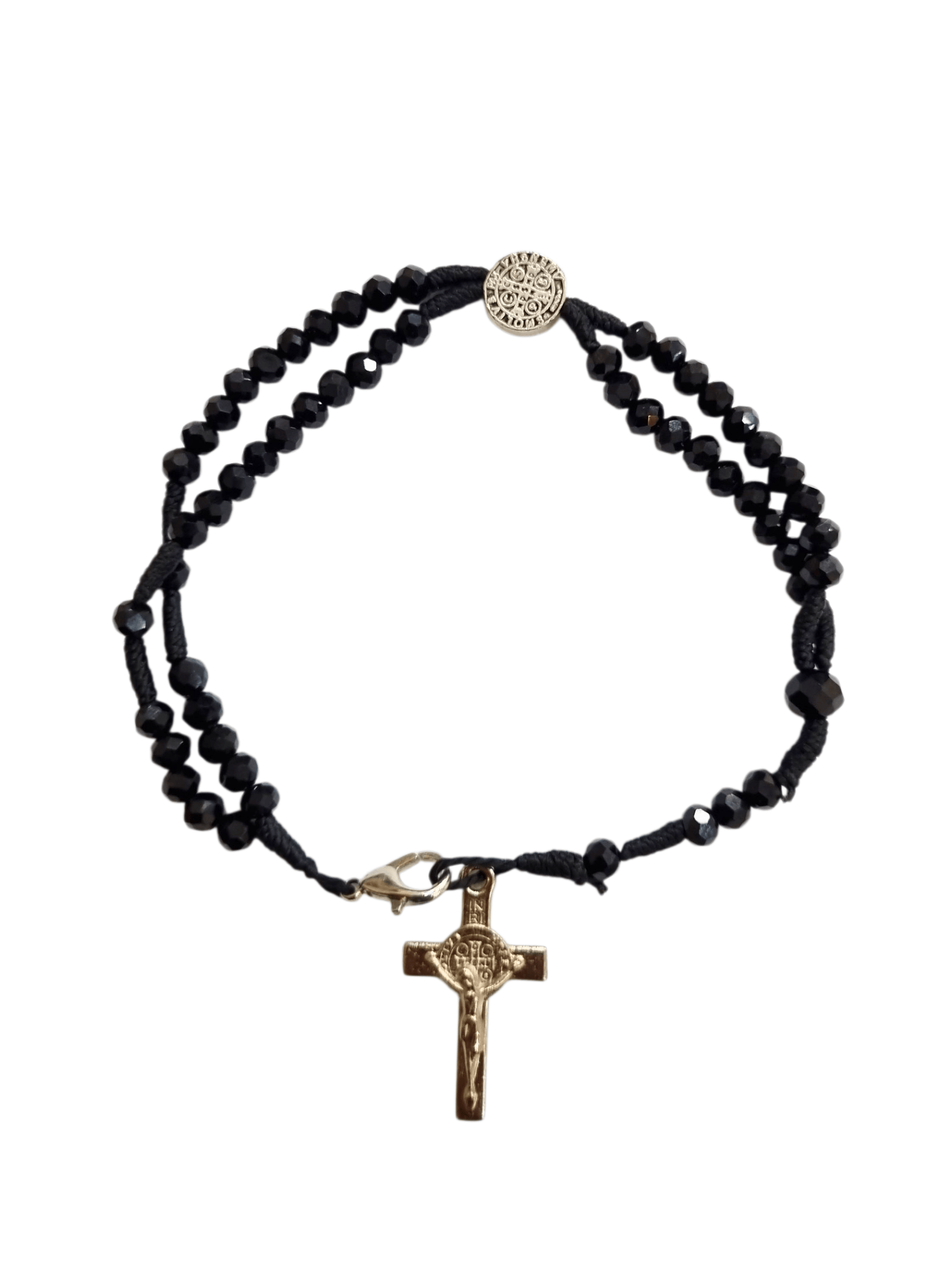 Terço de Pulso Cristal Preto São Bento-TerraCotta Arte Sacra