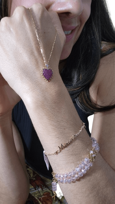 Terço de Pulso de Cristal de Vidro Rosa-TerraCotta Arte Sacra