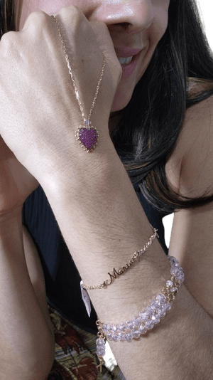 Terço de Pulso de Cristal de Vidro Rosa-TerraCotta Arte Sacra