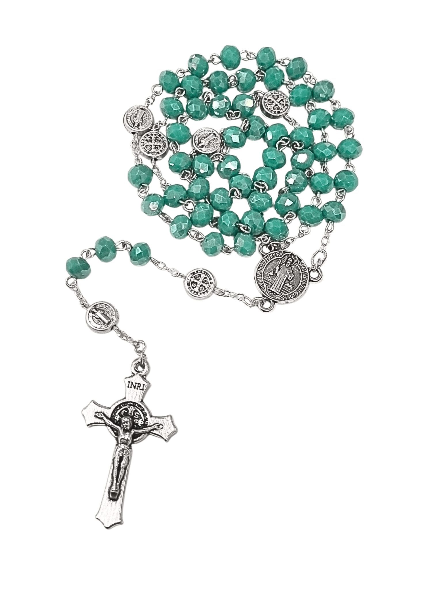 Terço de São Bento em Cristal Donut Jade Feito em Portugal 6 mm-TerraCotta Arte Sacra