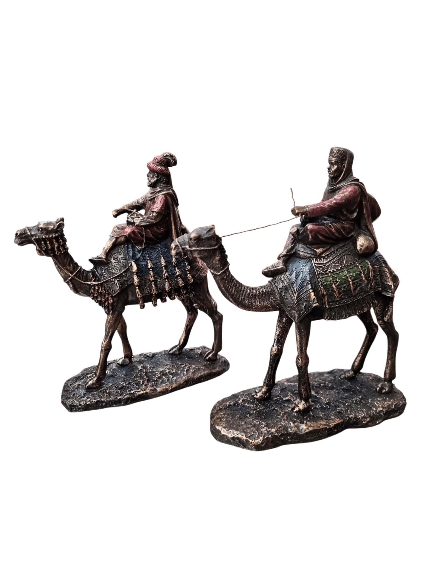 Três Reis Magos em Pó de Mármore com Acabamento em Bronze 13 cm-TerraCotta Arte Sacra
