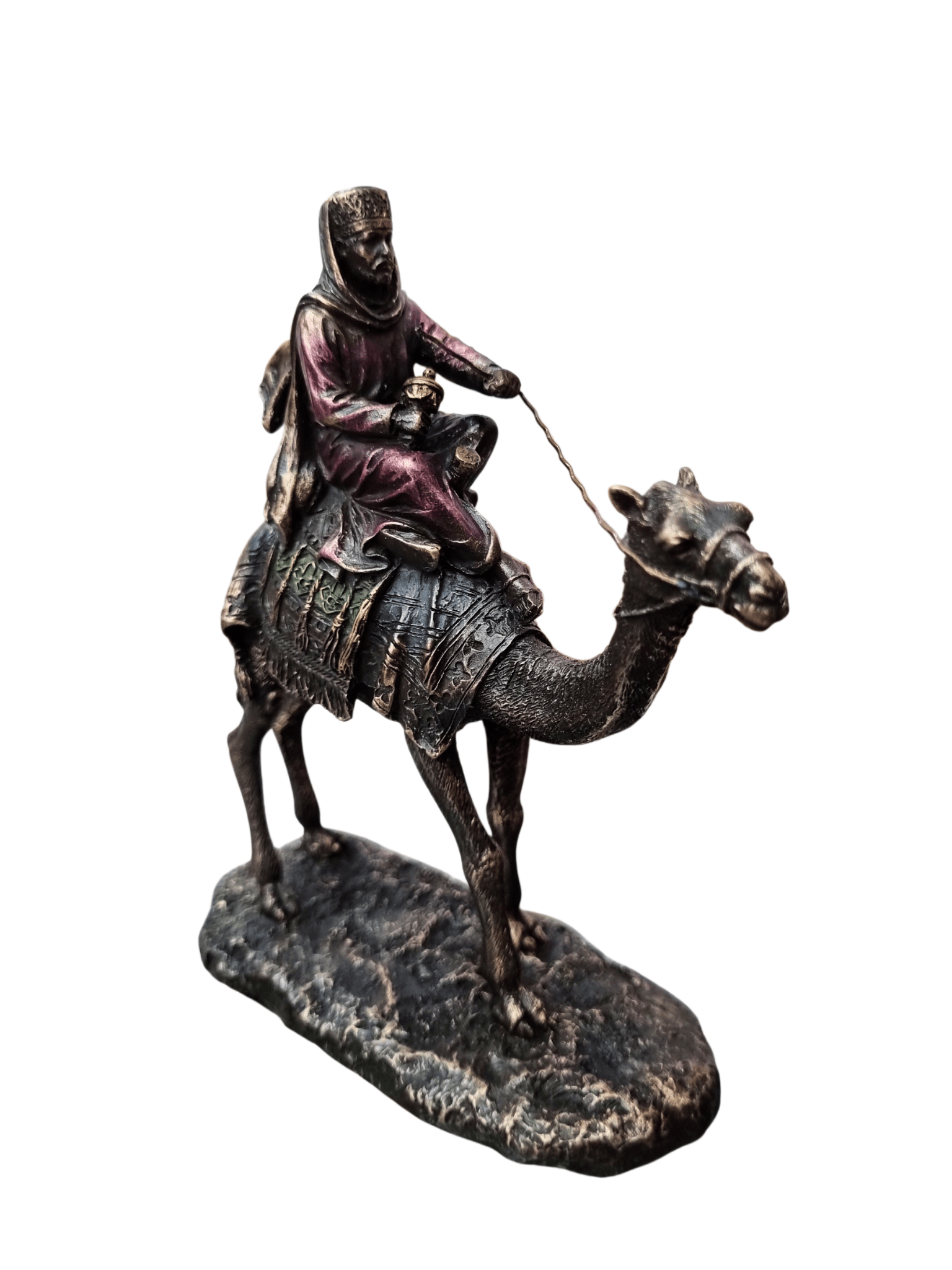 Três Reis Magos em Pó de Mármore com Acabamento em Bronze 13 cm-TerraCotta Arte Sacra