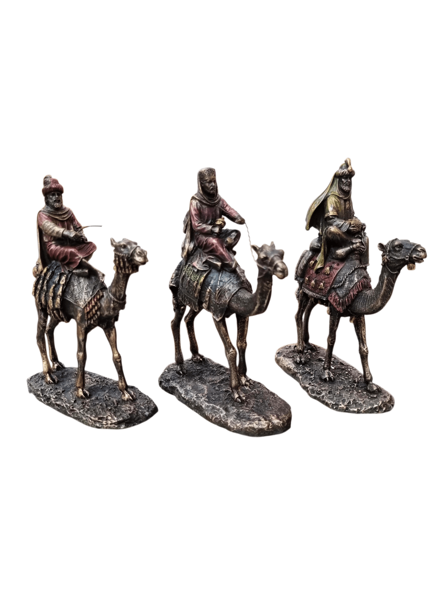 Três Reis Magos em Pó de Mármore com Acabamento em Bronze 13 cm-TerraCotta Arte Sacra