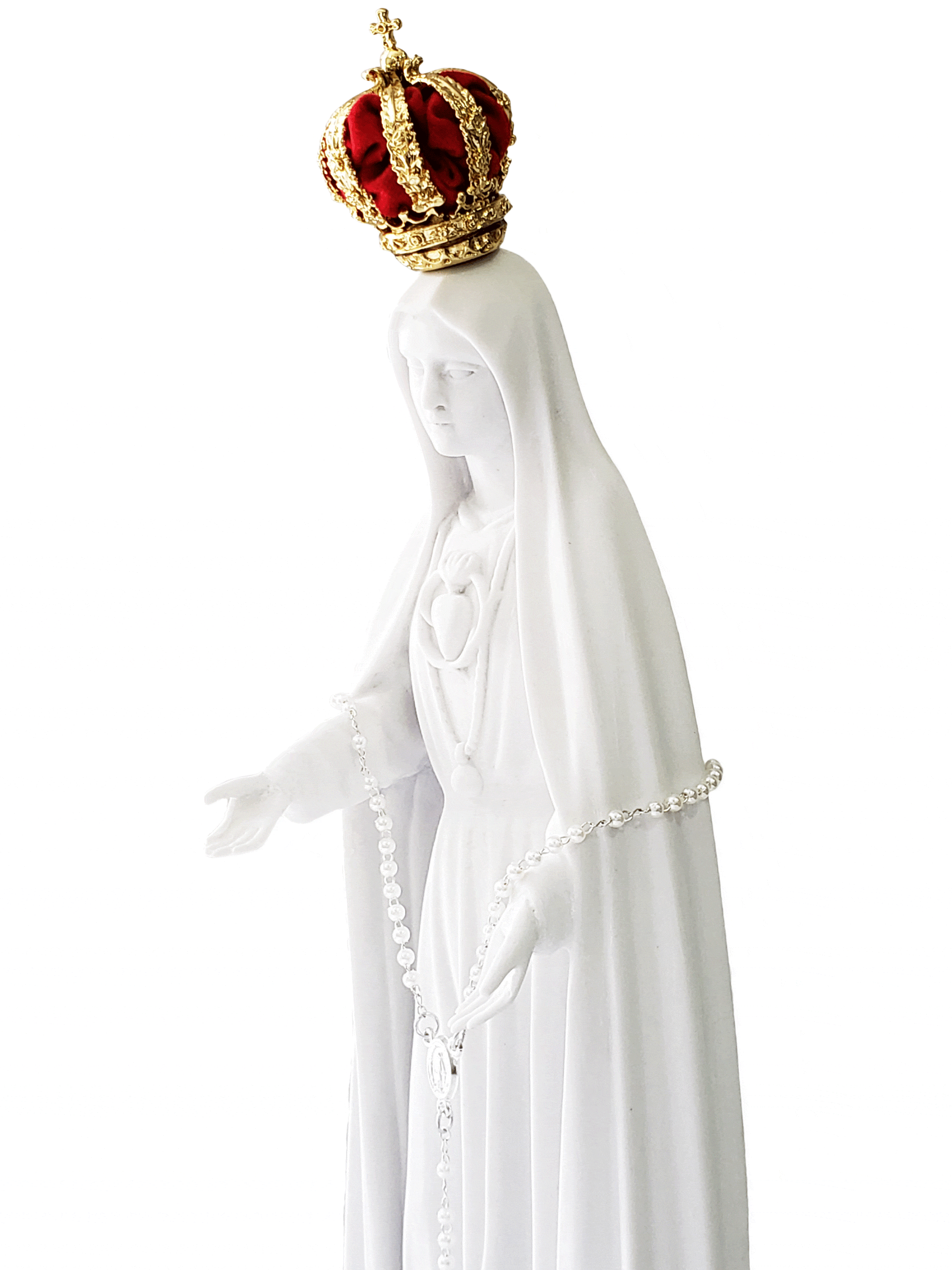 Imagem de Nossa Senhora do Imaculado Coração Fátima 34 cm em Pó de Mármore