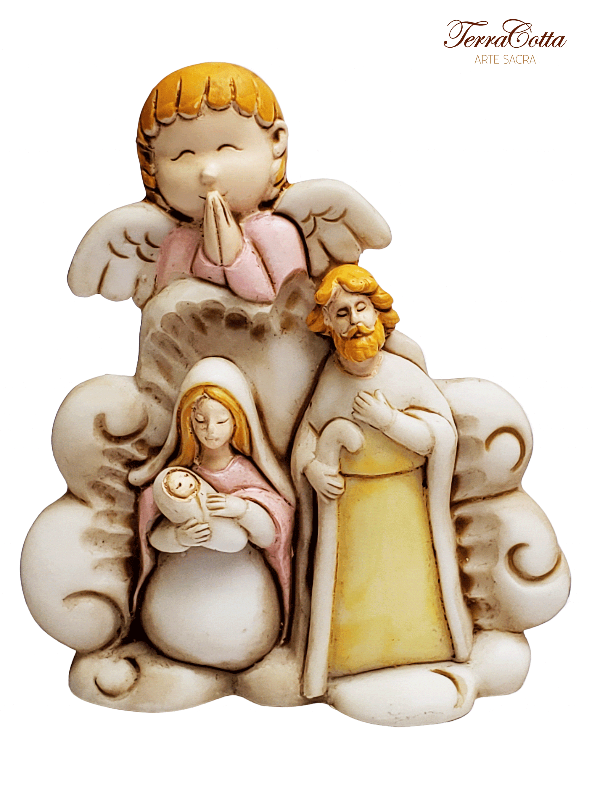 Sagrada Família Natalina com Anjo 10 cm