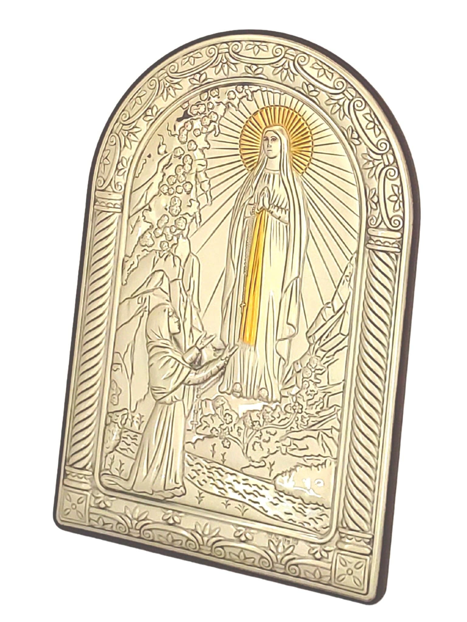 Adorno Italiano de Prata Nossa Senhora de Lourdes 16 x 10 cm-TerraCotta Arte Sacra