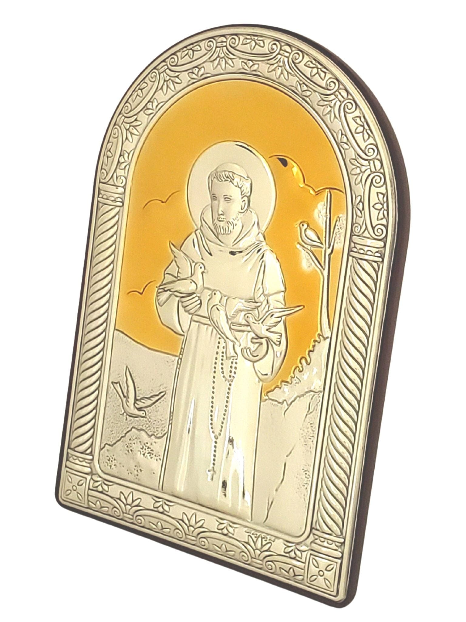 Adorno Italiano de Prata São Francisco 16 x 10 cm-TerraCotta Arte Sacra