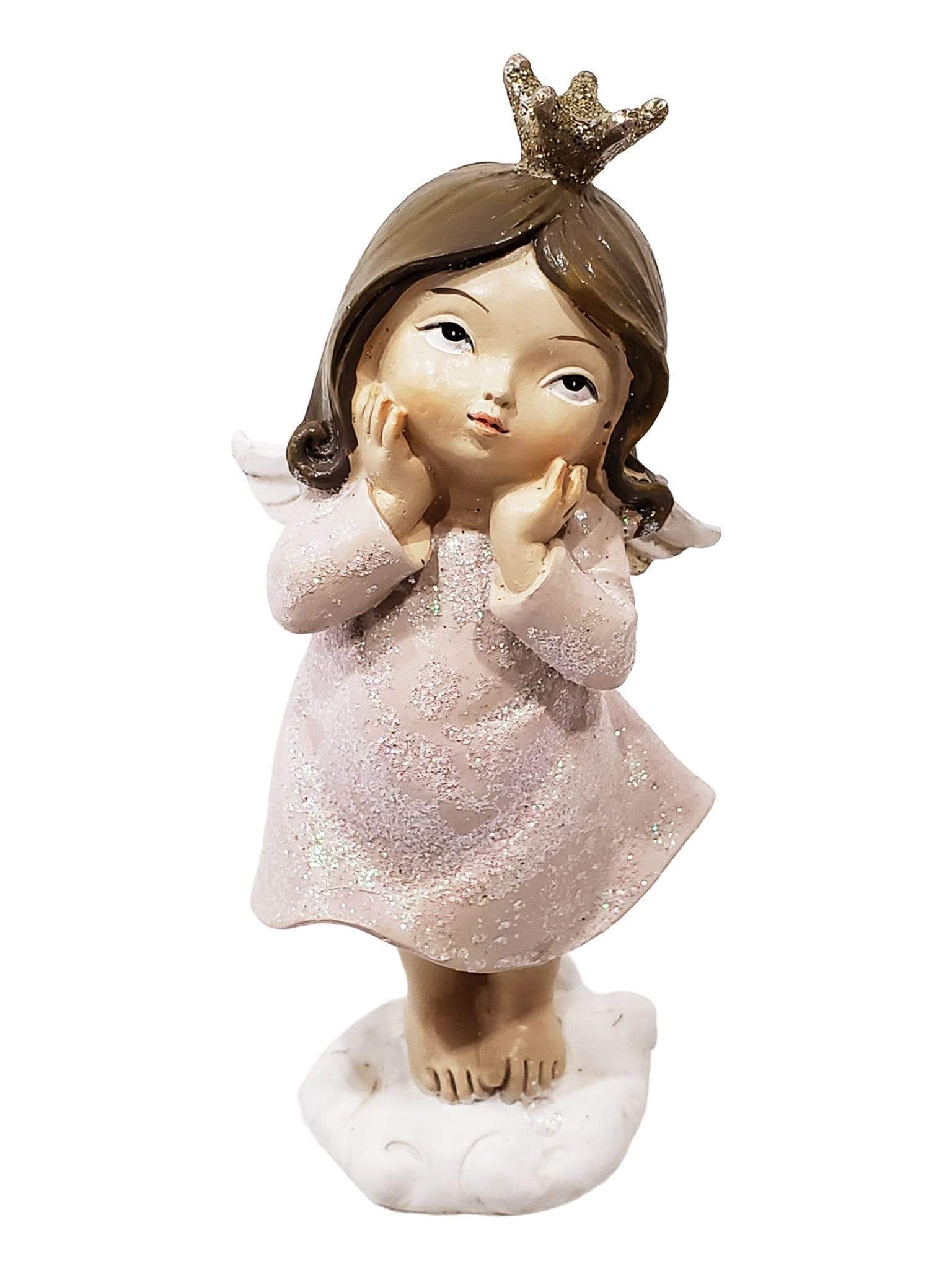 Anjo Menina com Duas Mãos no Rostinho 13 cm-TerraCotta Arte Sacra