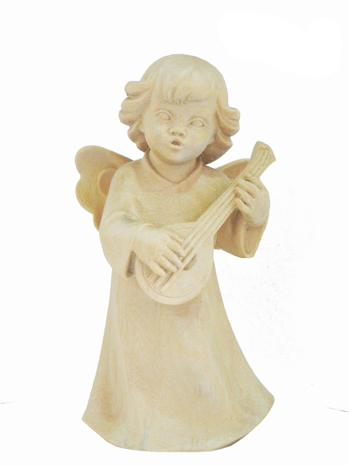 Anjo com Bandolim em Madeira 10 cm-TerraCotta Arte Sacra