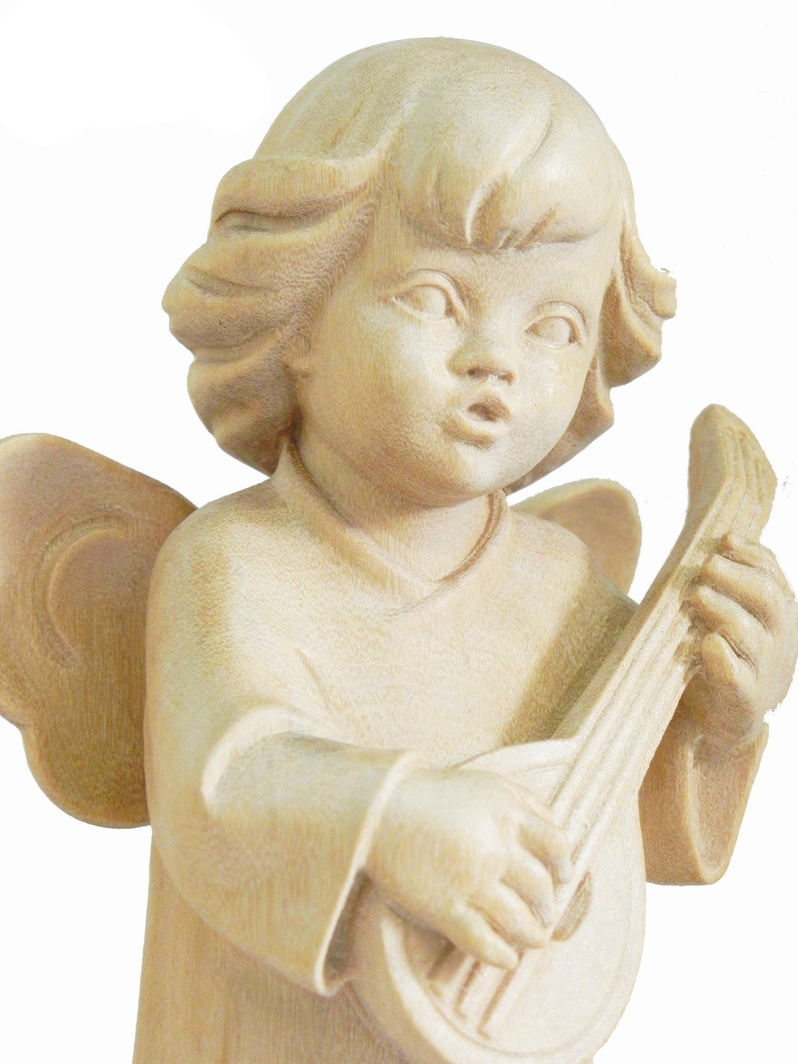 Anjo com Bandolim em Madeira 10 cm-TerraCotta Arte Sacra