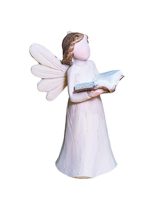 Anjo com Bíblia em Resina 9 cm-TerraCotta Arte Sacra