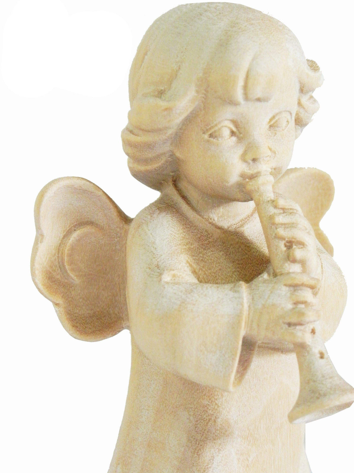 Anjo com Corneta de Madeira Natural 10 cm-TerraCotta Arte Sacra