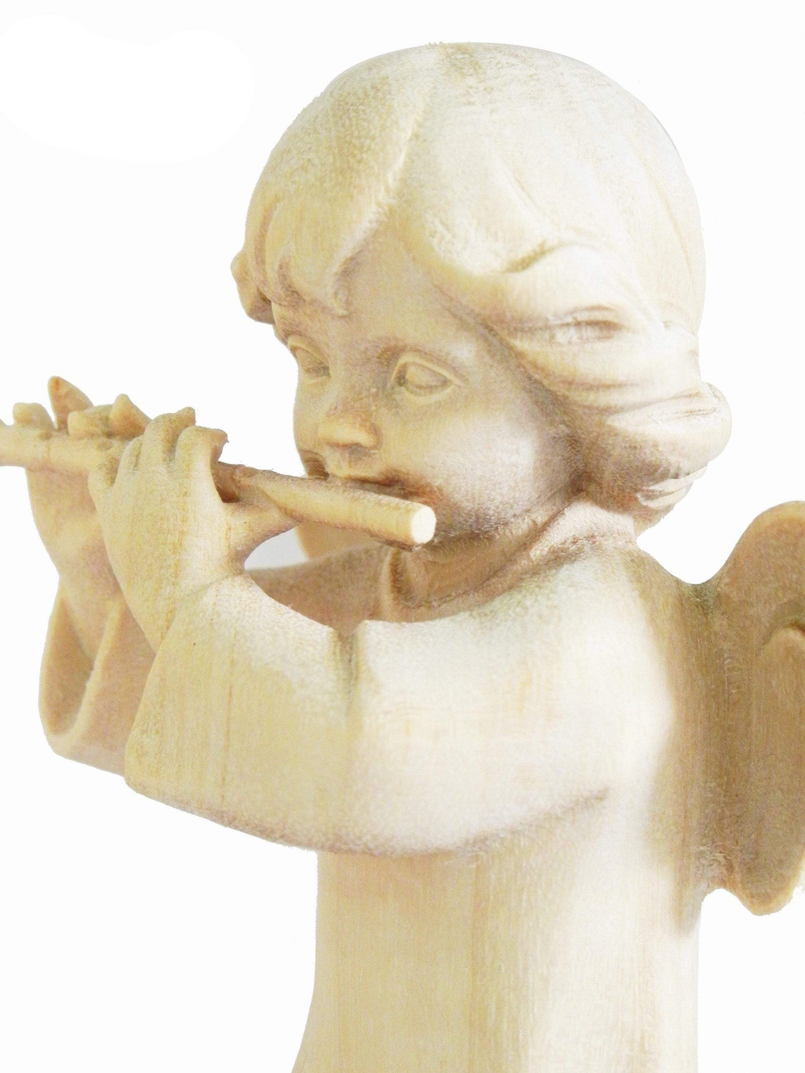 Anjo com Flauta de Madeira Natural 10 cm-TerraCotta Arte Sacra