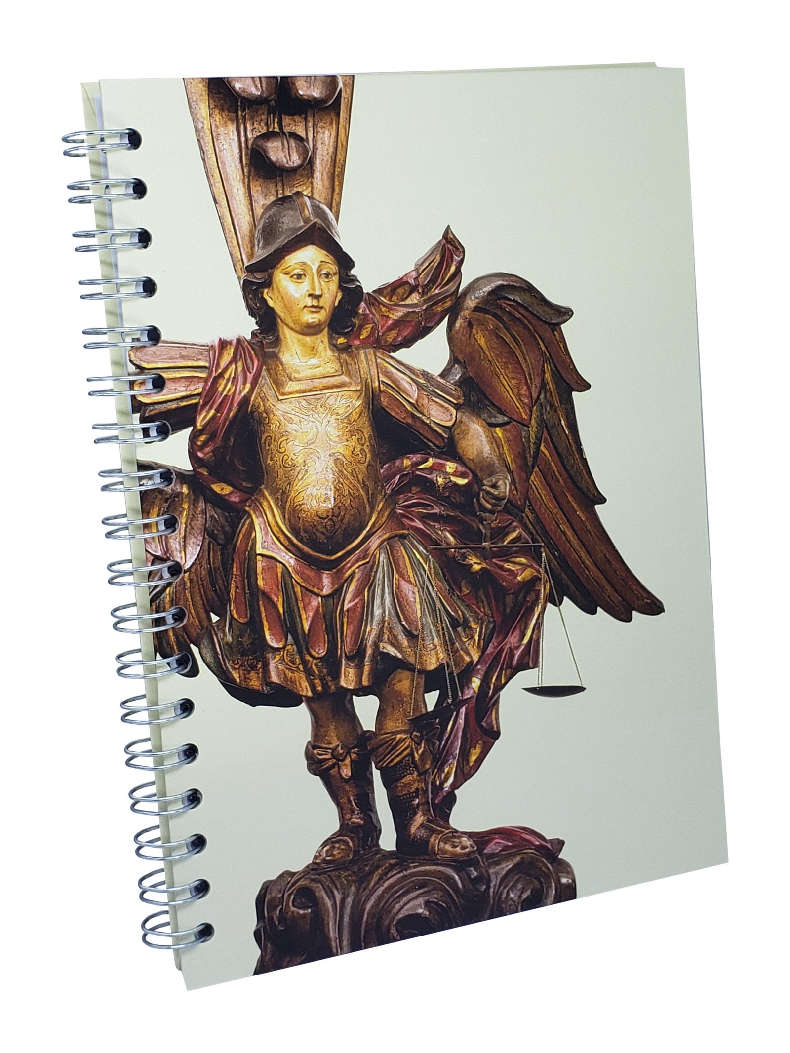 Caderno Médio Marfim Com Pauta Aquarela São Miguel Arcanjo - Século XVIII-TerraCotta Arte Sacra