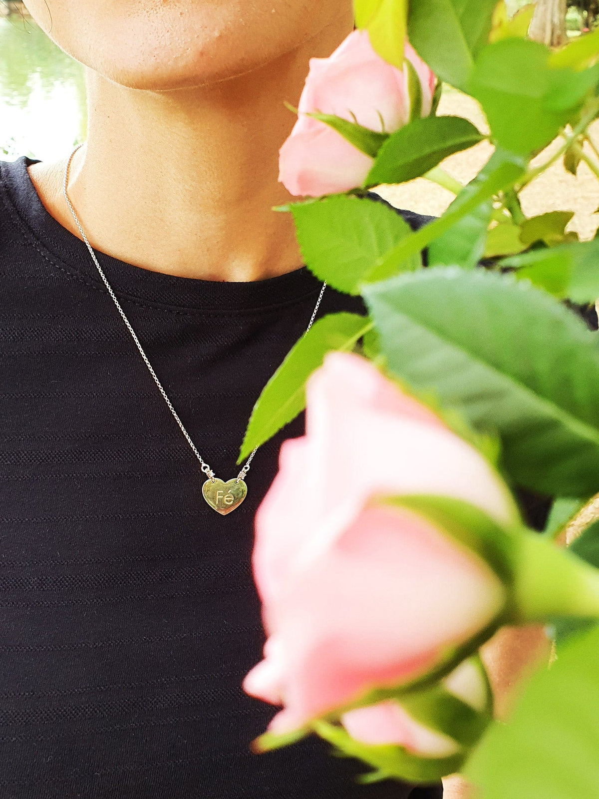 Colar Fé de Prata de Lei 925 com Zicônias Brancas-TerraCotta Arte Sacra