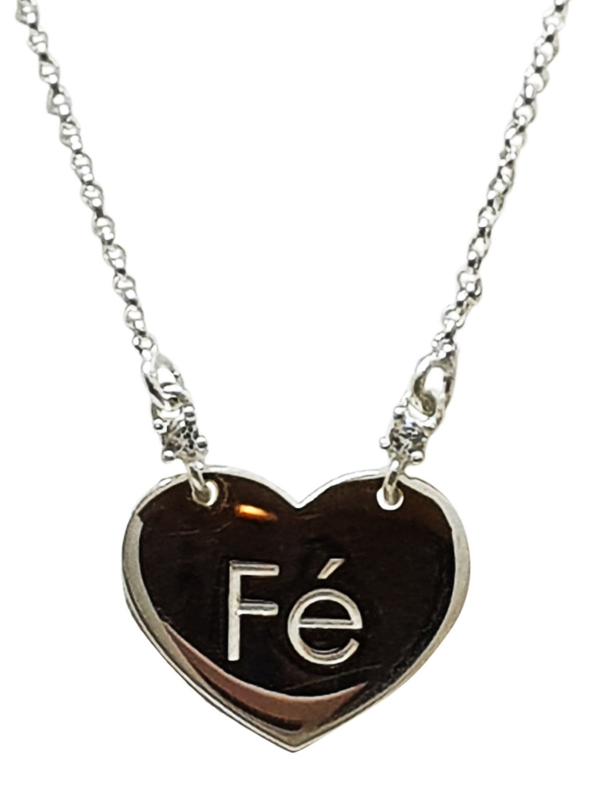 Colar Fé de Prata de Lei 925 com Zicônias Brancas-TerraCotta Arte Sacra