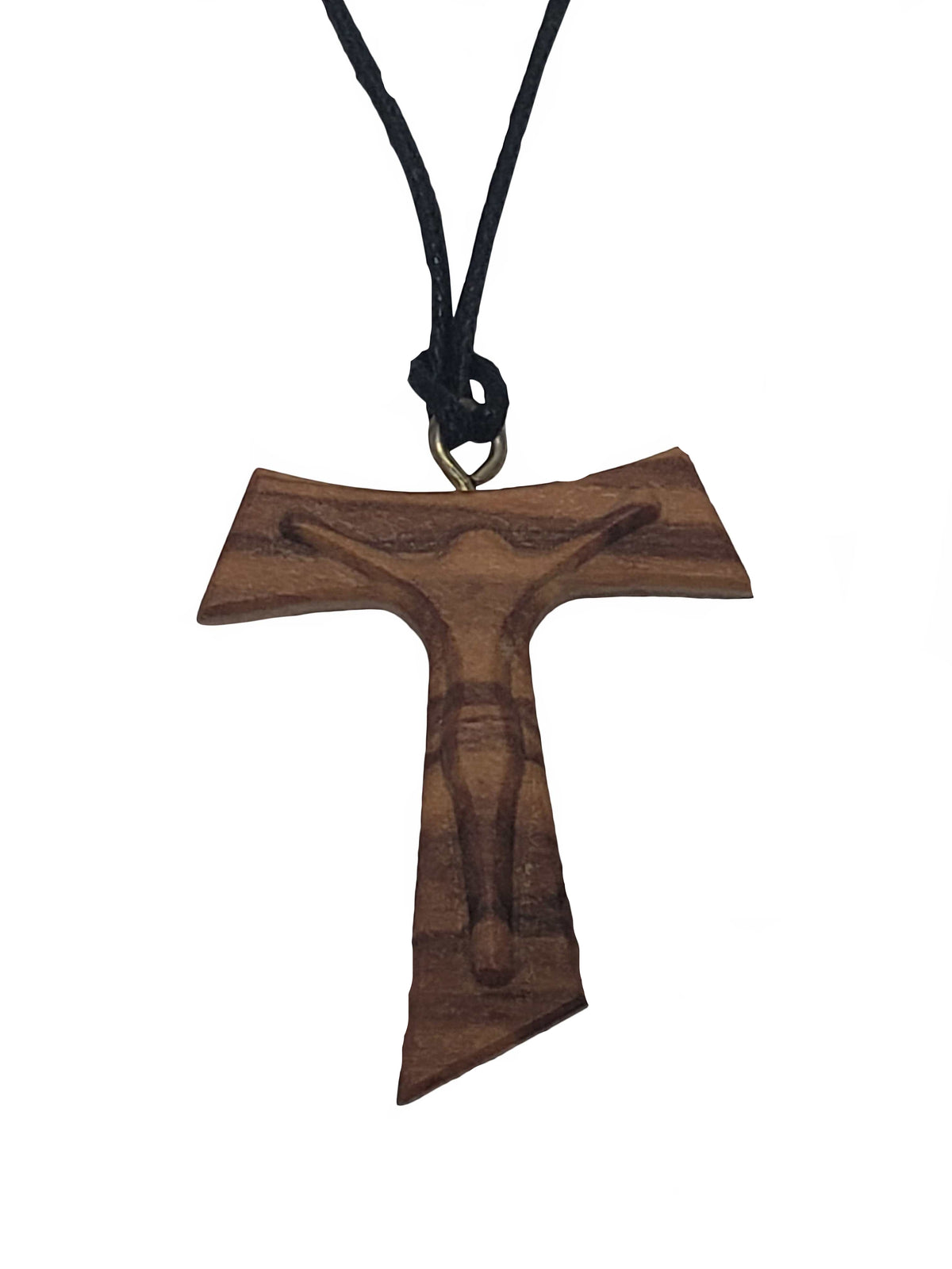 Colar Italiano Tau com Cristo em Madeira-TerraCotta Arte Sacra