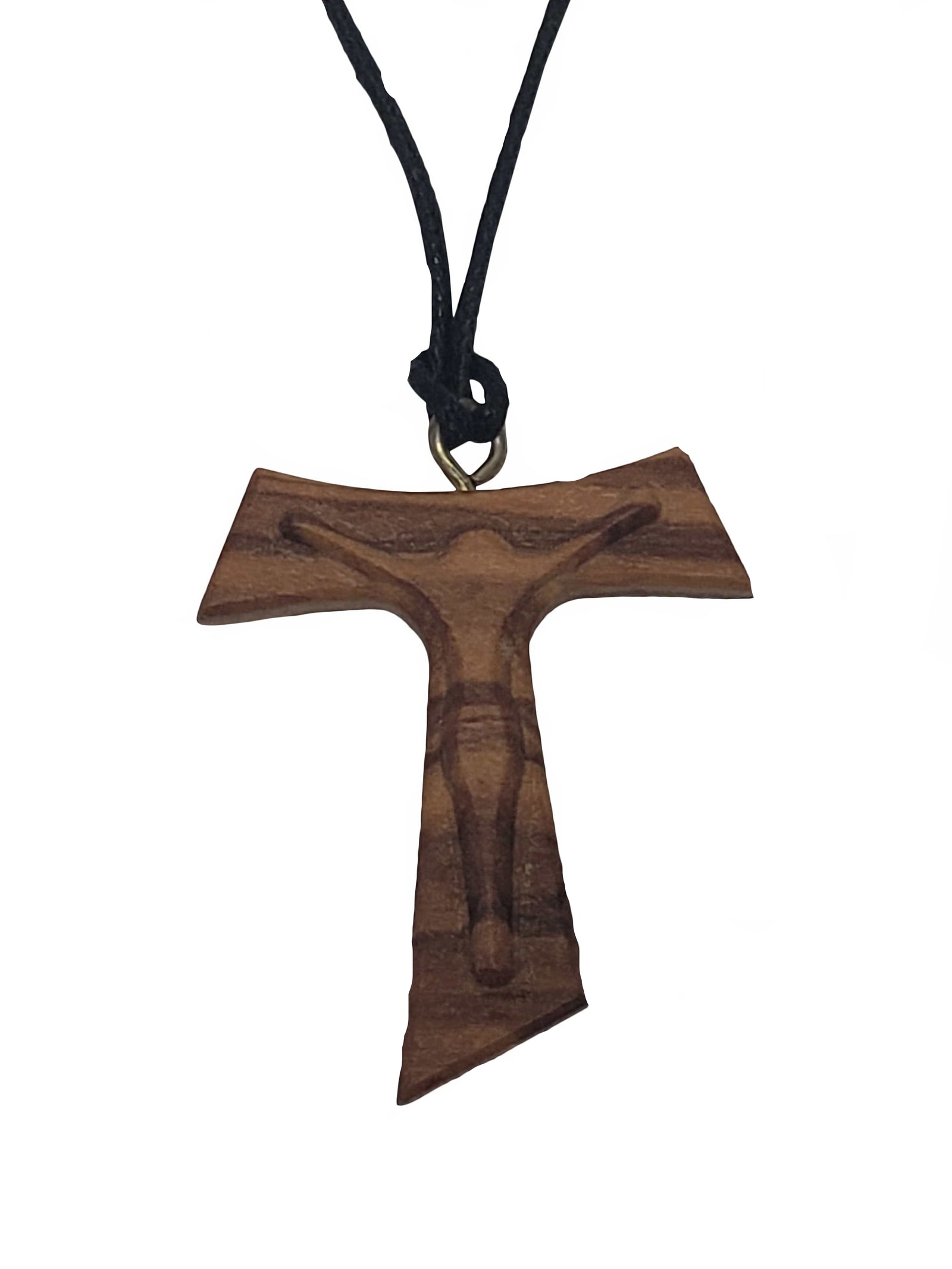 Colar Italiano Tau com Cristo em Madeira-TerraCotta Arte Sacra