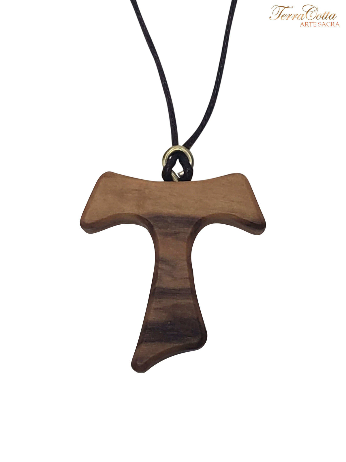 Colar Italiano Tau em Madeira Médio-TerraCotta Arte Sacra