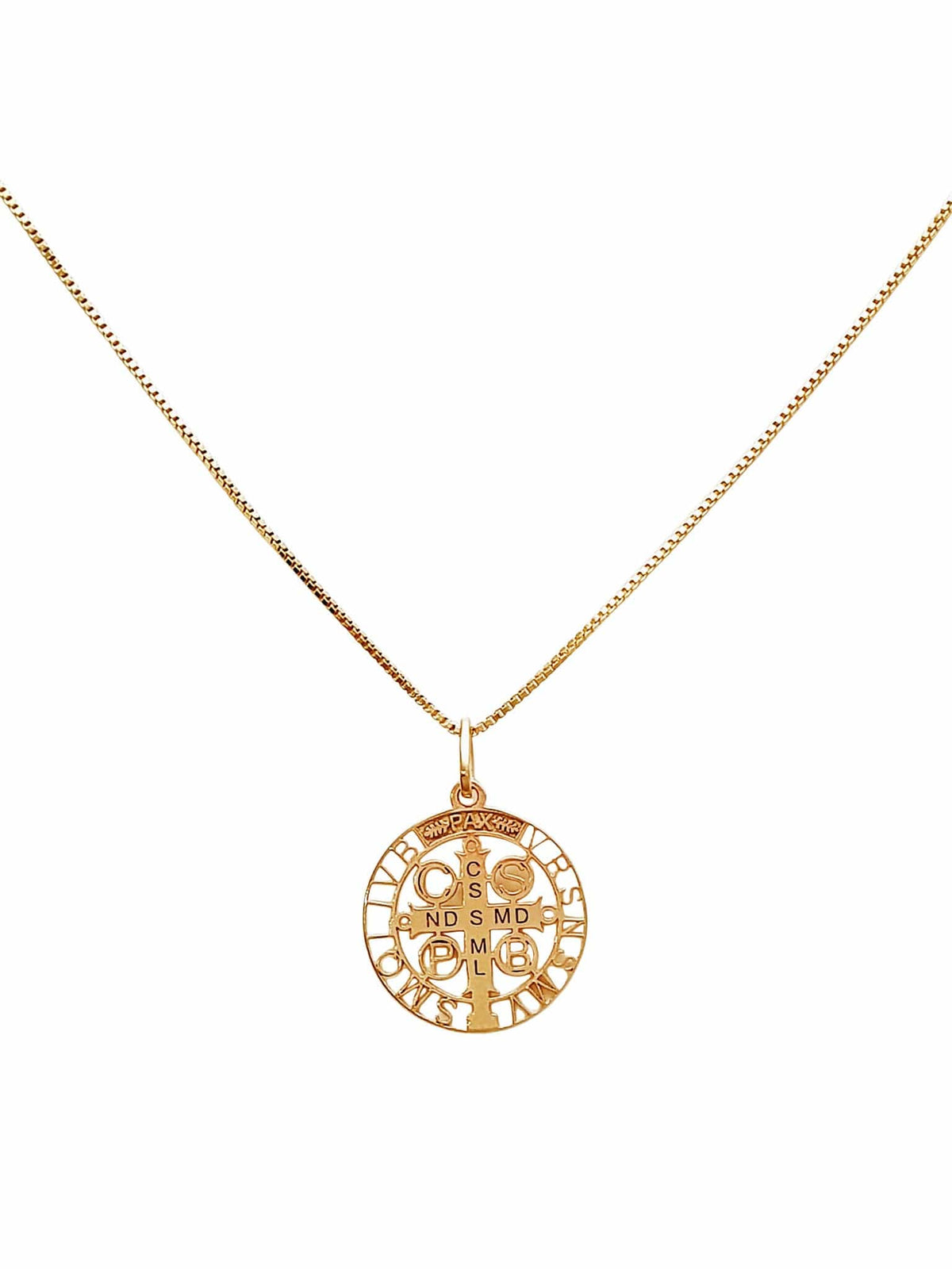 Colar Medalha de São Bento Vazada de Prata de Lei 925 com Banho de Ouro 18 k-TerraCotta Arte Sacra