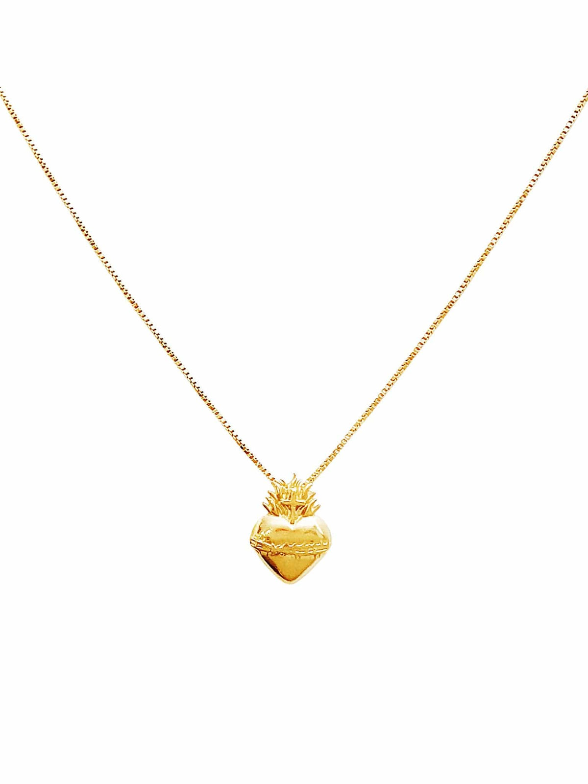 Colar Sagrado Coração de Prata de Lei 925 com Banho de Ouro 18 k-TerraCotta Arte Sacra