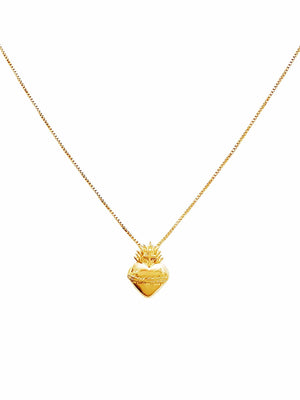 Colar Sagrado Coração de Prata de Lei 925 com Banho de Ouro 18 k-TerraCotta Arte Sacra