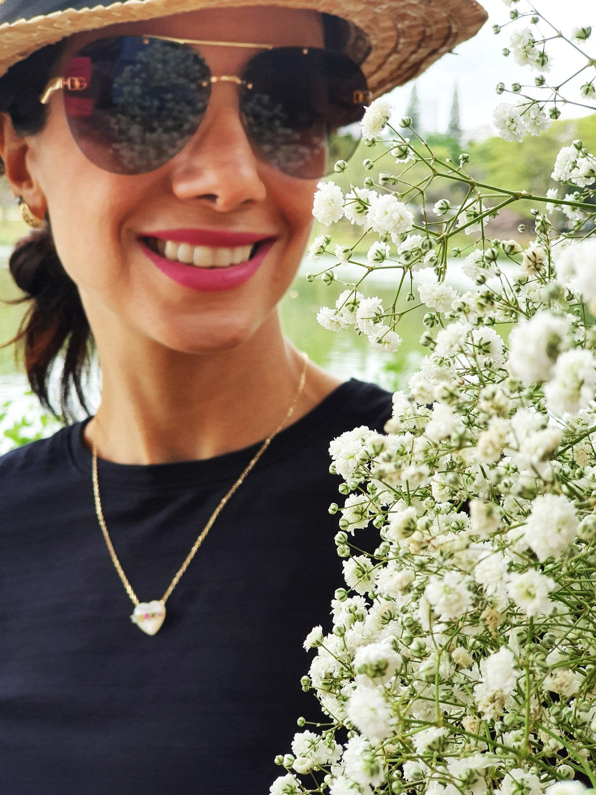 Colar com Zircônias Rubi de Prata 925 com Banho de Ouro 18 K-TerraCotta Arte Sacra