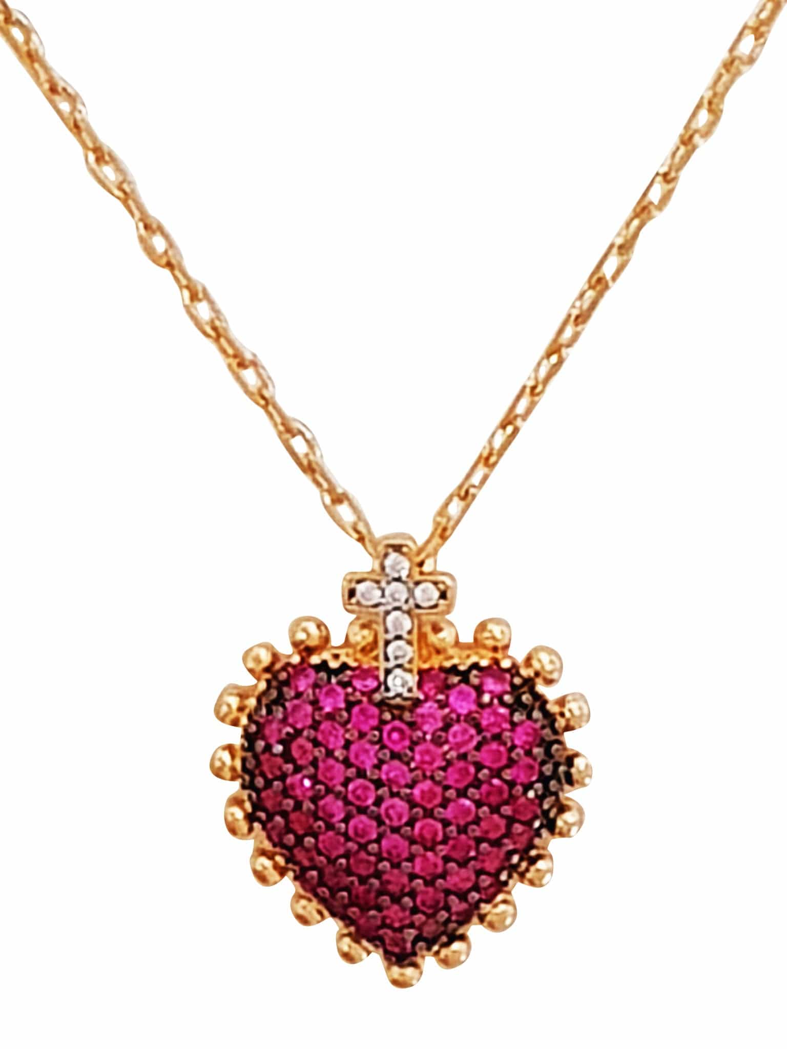 Colar com Zircônias Rubi de Prata 925 com Banho de Ouro 18 K-TerraCotta Arte Sacra