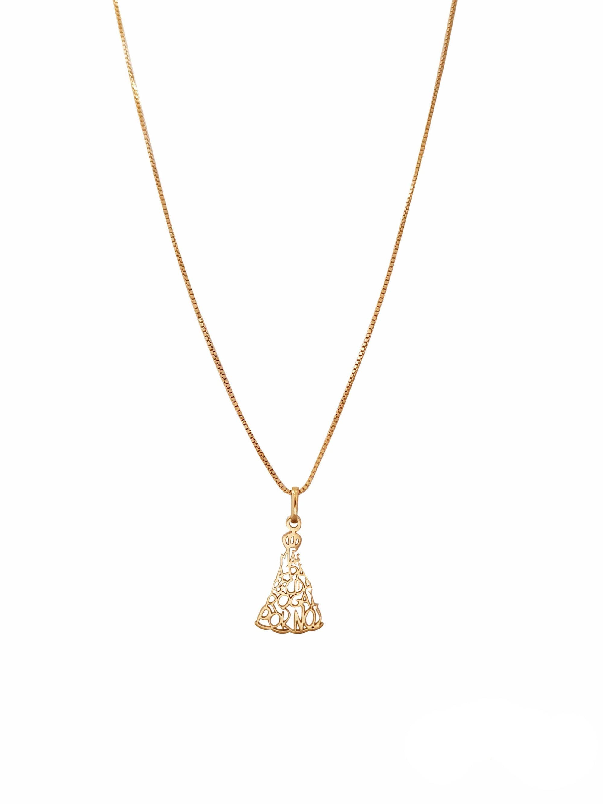 Conjunto Aparecida Vazada Rogai por Nós em Prata 925 com Banho de Ouro-TerraCotta Arte Sacra