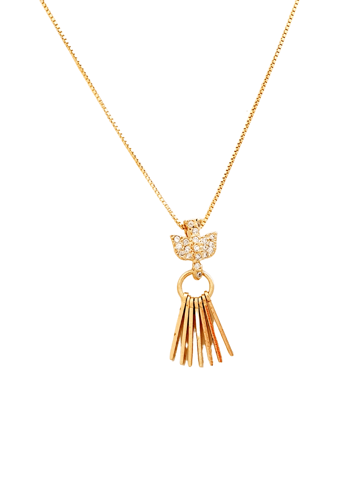 Conjunto Divino Espírito Santo Sete Dons com Zircônias em Prata de Lei 925 com Banho de Ouro-TerraCotta Arte Sacra