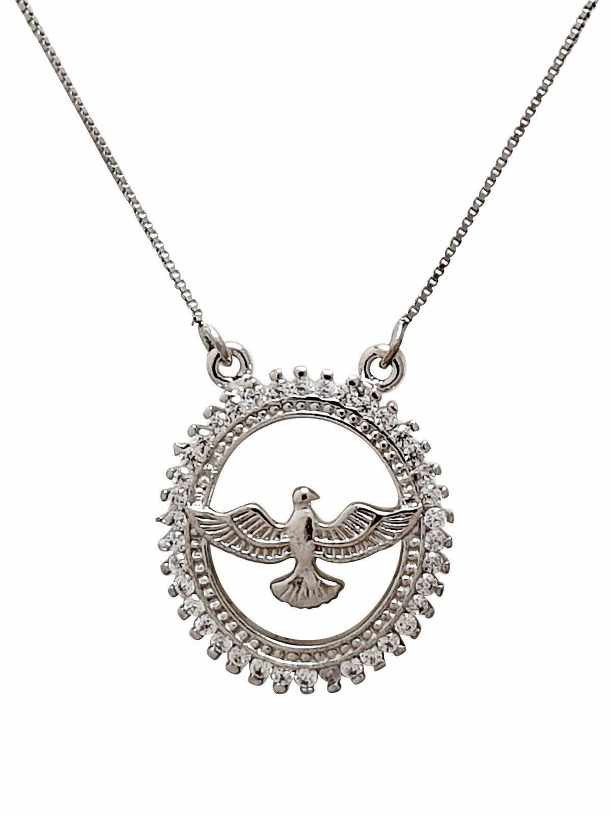 Conjunto Divino Espírito Santo com Zircônia Prata de Lei 925-TerraCotta Arte Sacra