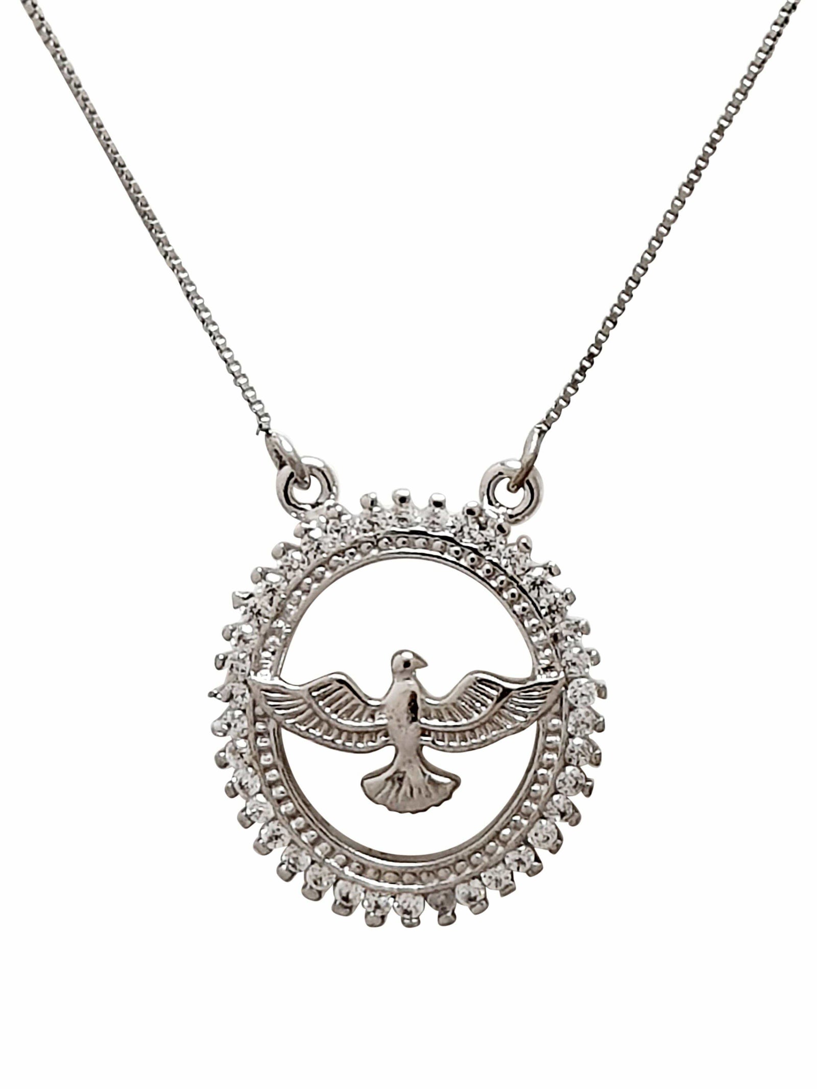 Conjunto Divino Espírito Santo com Zircônia Prata de Lei 925-TerraCotta Arte Sacra