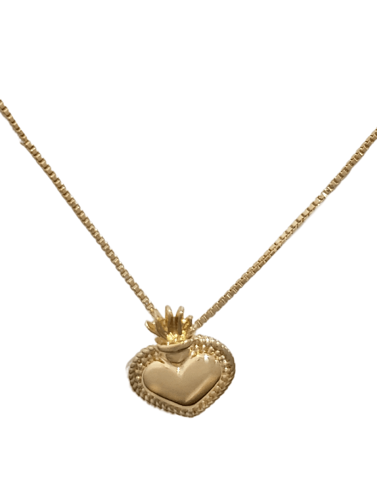 Conjunto Sagrado Coração de Prata de Lei 925 com Banho de Ouro 18K-TerraCotta Arte Sacra