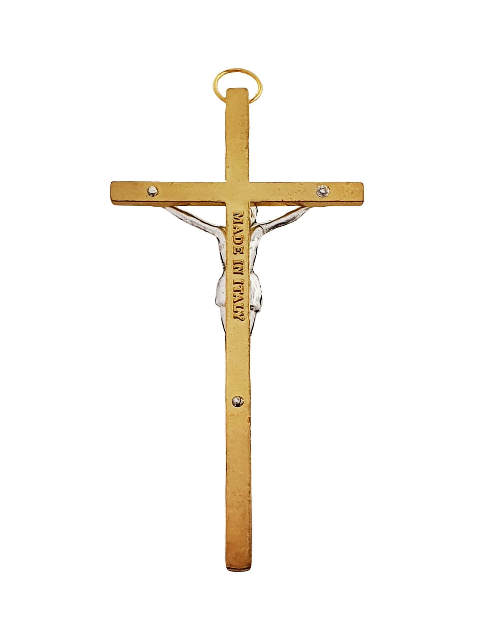 Crucifixo Italiano com Banho de Ouro-TerraCotta Arte Sacra