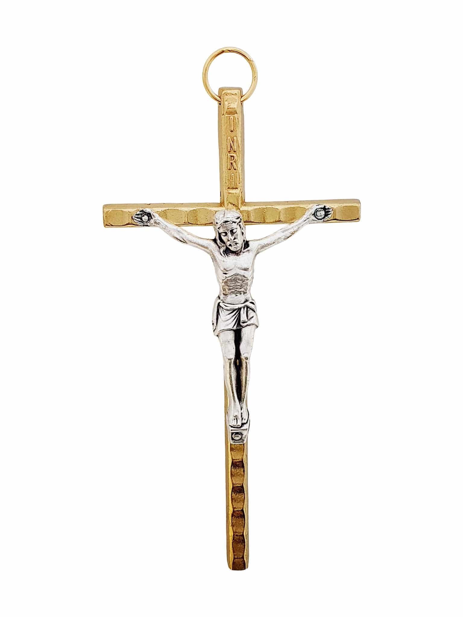 Crucifixo Italiano com Banho de Ouro-TerraCotta Arte Sacra