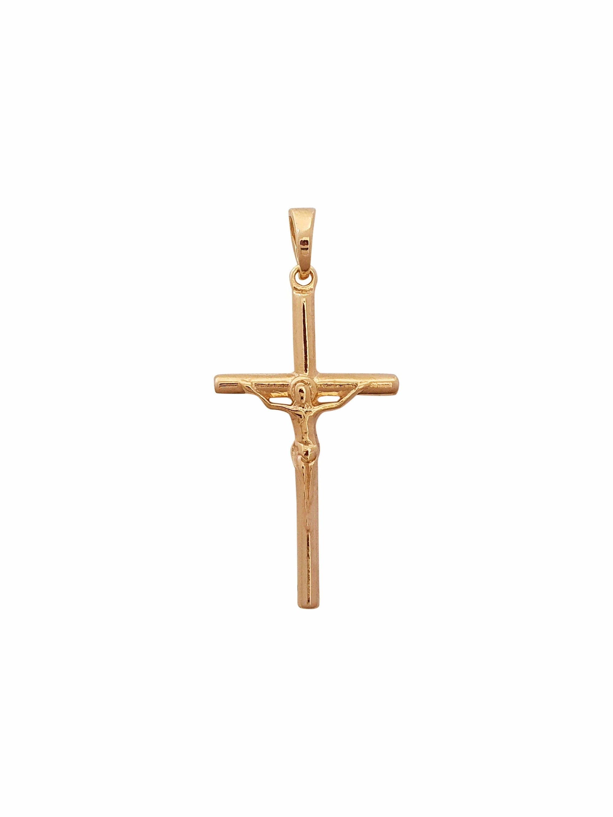 Crucifixo Prata de Lei 925 com Banho de Ouro 18 k-TerraCotta Arte Sacra
