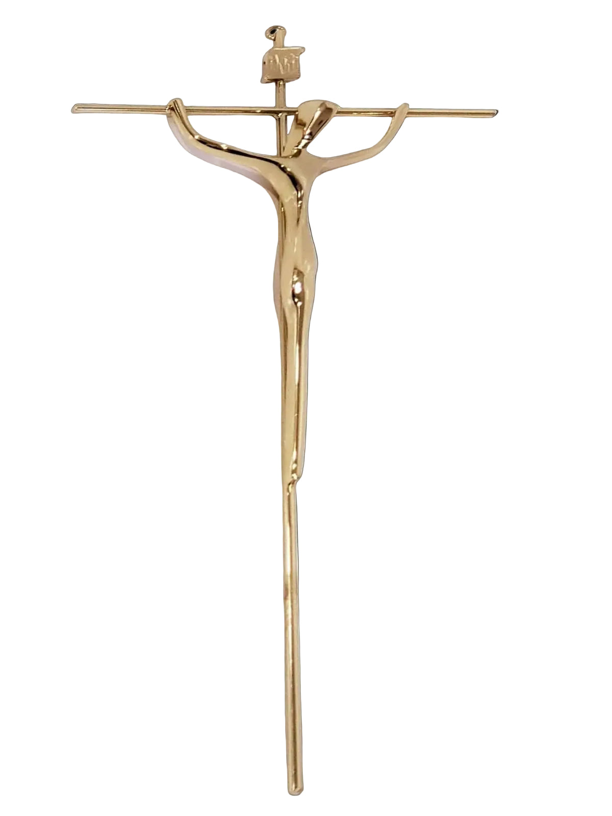 Crucifixo com Cristo Estilizado de Aço Galvanizado Dourado 21 cm-TerraCotta Arte Sacra