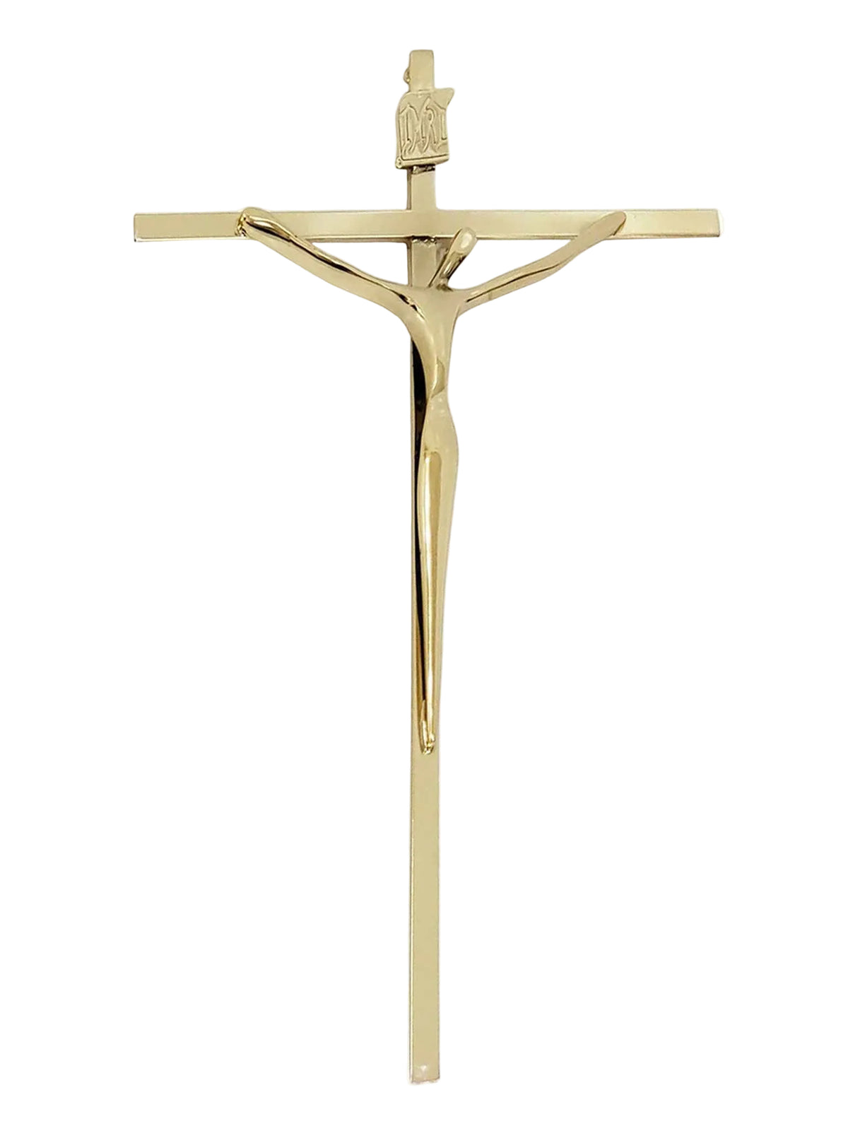 Crucifixo de Aço Galvanizado Dourado 28 cm-TerraCotta Arte Sacra
